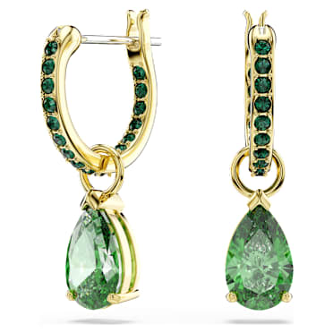 Attract damla küpeler, Armut kesim, Yeşil, 18k altın rengi yüzey - Swarovski, 5723564