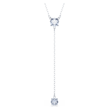 Attract Y necklace, Round cut, Blue, Rhodium plated - Swarovski, 5723571