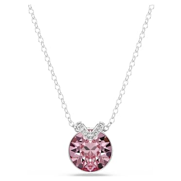 Bella V 펜던트, 라운드 컷, 핑크, 로듐 플래팅 - Swarovski, 5724289
