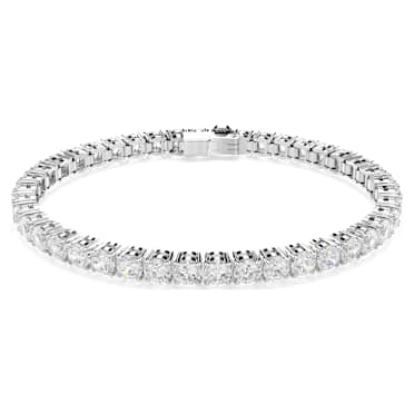 Pulseira Matrix Tennis, Lapidação redonda, Branca, Lacado a ródio - Swarovski, 5724481