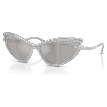 Sunglasses, Cat-eye shape, Silver tone - Swarovski, 5724505