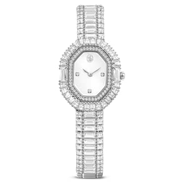 Matrix Octagon watch, Baguette cut, Metal bracelet, Silver Tone, Stainless steel - Swarovski, 5724516