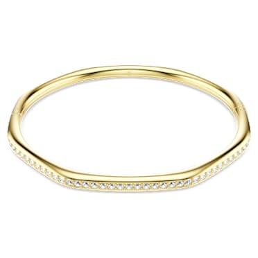 Dextera bangle, Octagon shape, Round cut, White, Gold-tone plated - Swarovski, 5724580