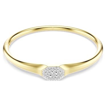 Dextera bangle, Round cut, White, Gold-tone plated - Swarovski, 5724597