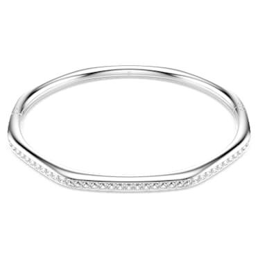 Dextera bangle, Octagon shape, Round cut, White, Rhodium plated - Swarovski, 5725221
