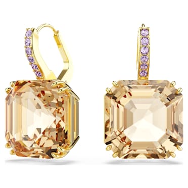 Millenia drop earrings, Mixed cuts, Caramel, Gold-tone plated - Swarovski, 5725744