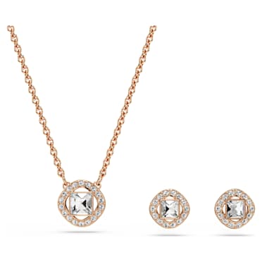 Set, Taglio Round, Bianco, Placcato color oro rosa - Swarovski, 5725816