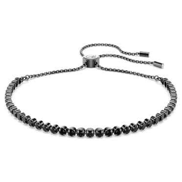 สร้อยข้อมือ Tennis, เจียระไนทรงกลมแบบผสม, ดำ, เคลือบรูทีเนียม - Swarovski, 5725851