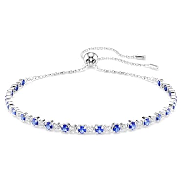 Matrix Tennis bracelet, Mixed round cuts, Blue, Rhodium plated - Swarovski, 5725854