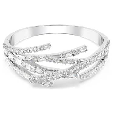 Matrix 뱅글, 믹스 컷, 화이트, 로듐 플래팅 - Swarovski, 5726292