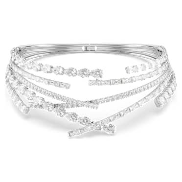 Matrix choker, Mixed cuts, White, Rhodium plated - Swarovski, 5726295
