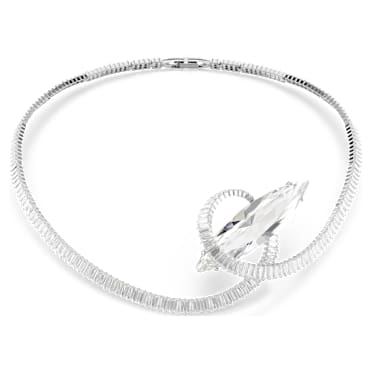 Matrix choker, Baguette cut, White, Rhodium plated - Swarovski, 5727039