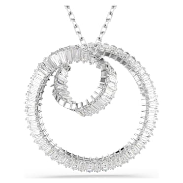 Matrix pendant, Baguette cut, White, Rhodium plated - Swarovski, 5727114