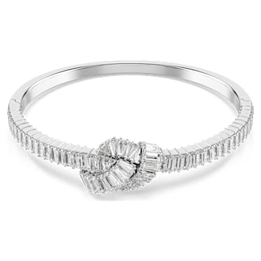 Bracelet-jonc Matrix, Taille baguette, Nœud, Blanc, Métal rhodié - Swarovski, 5727117