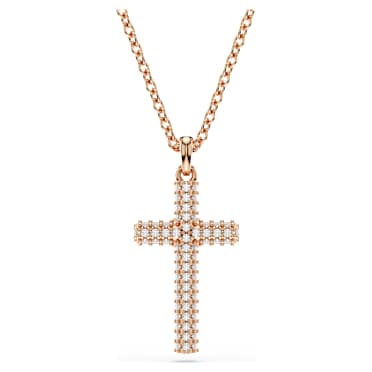Insigne Anhänger, Kreuz, Weiß, Roségold-Legierungsschicht - Swarovski, 5727986