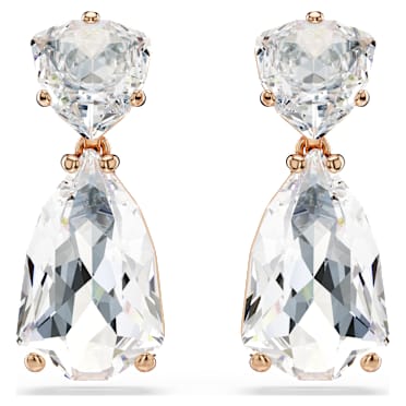 Mesmera drop earrings, Pear cut, White, Rose gold-tone plated - Swarovski, 5727999