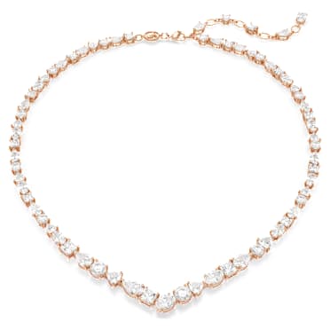 Mesmera necklace, Mixed cuts, White, Rose gold-tone plated - Swarovski, 5728001