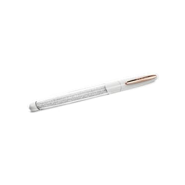 Crystalline Nova Rollerball Pen, 白色, 鍍玫瑰金色調 - Swarovski, 5728390