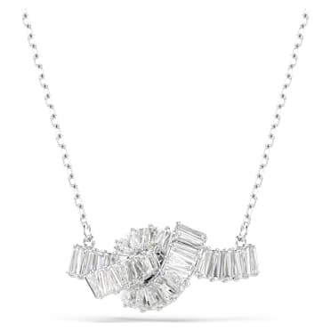 Pendentif Matrix, Taille baguette, Nœud, Blanc, Métal rhodié - Swarovski, 5728553