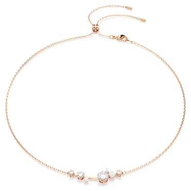 Constella สร้อยคอ, Crystal Pearl, เหลี่ยมเจียระไน Round, ขาว, เคลือบโทนสีโรสโกลด์ - Swarovski, 5729504