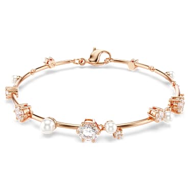 Constella สร้อยข้อมือ Tennis, Crystal Pearl, เหลี่ยมเจียระไน Round, ขาว, เคลือบโทนสีโรสโกลด์ - Swarovski, 5729505