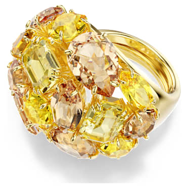 Gema cocktail ring, Mixed cuts, Yellow, Gold-tone plated - Swarovski, 5730075