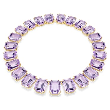Millenia Tennis 項鏈, 超大Swarovski水晶, 八角形切割, 紫色, 鍍金色色調 - Swarovski, 5730323