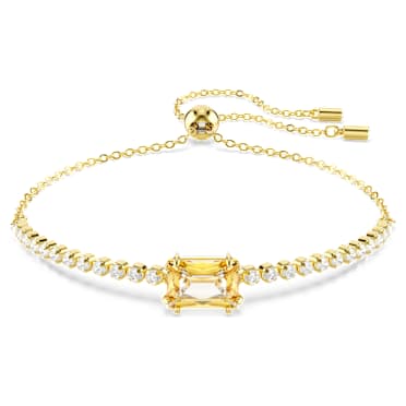 Matrix Tennis bracelet, Mixed cuts, Caramel, 18K gold finish - Swarovski, 5730699