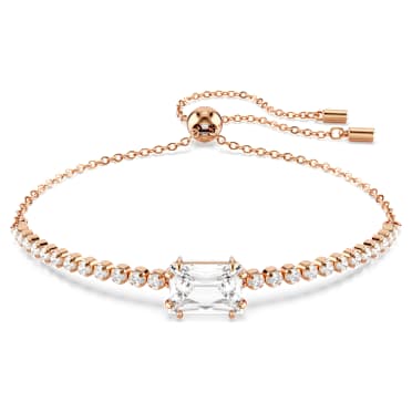 Pulseira Matrix, Combinação de lapidações, Branca, Lacado a rosa dourado - Swarovski, 5730706
