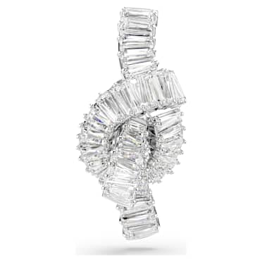 Matrix tack pin, Baguette cut, Knot, White, Rhodium plated - Swarovski, 5731102