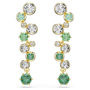 Constella drop earrings, Mixed cuts, Green, Gold-tone plated - Swarovski, 5732248