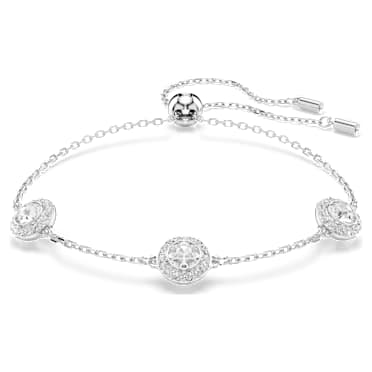 Una Angelic bracelet, Round cut, Double sided motifs, White, Rhodium plated - Swarovski, 5732272