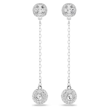 Una Angelic 水滴形耳環, 圓形切割, 白色, 鍍白金色 - Swarovski, 5732273
