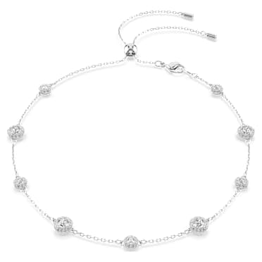 Una Angelic 項鏈, 圓形切割, 双面图案, 白色, 鍍白金色 - Swarovski, 5732275