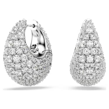 Sublima 穿孔耳環, 大碼, 白色, 鍍白金色 - Swarovski, 5732281