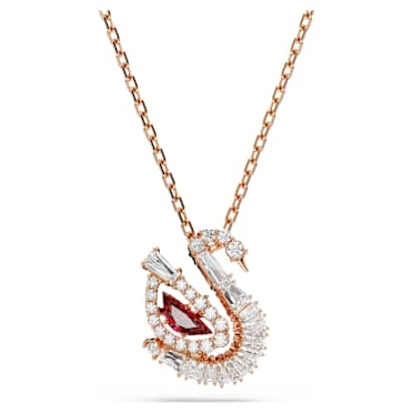 Dancing Swan 鏈墜, 天鵝, 紅色, 鍍玫瑰金色調 - Swarovski, 5732413