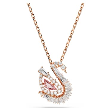Pendente Swan, Taglio misto, Cigno, Rosa, Finitura oro rosa 18K - Swarovski, 5732414