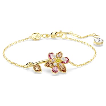 Idyllia bracelet, Mixed cuts, Flower, Multicoloured, Gold-tone plated - Swarovski, 5732423