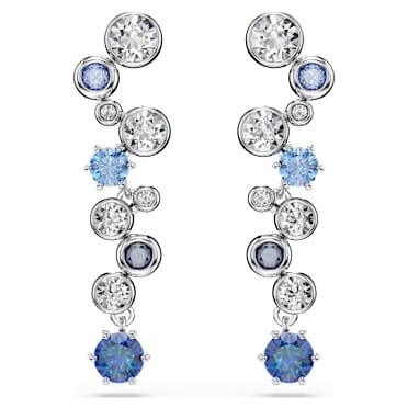 Constella 드롭 이어링, 믹스 컷, 블루, 로듐 플래팅 - Swarovski, 5732775