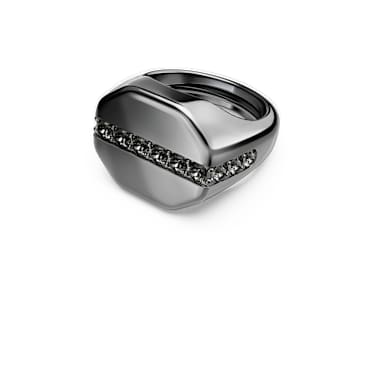 Dextera Octagon 링, 옥타곤 쉐입, 라운드 컷, 블랙, 루테늄 플래팅 - Swarovski, 5732868