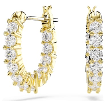 Anneaux d'oreilles Matrix Vittore, Taille ronde, Blanches, Placage de ton or - Swarovski, 5733398