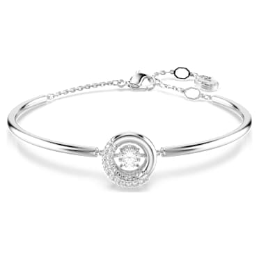 Dextera bangle, Round cut, White, Rhodium plated - Swarovski, 5733399