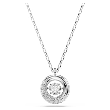 Dextera pendant, Round cut, White, Rhodium plated - Swarovski, 5733400