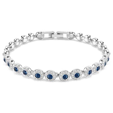 Una Angelic Tennis 手鏈, 圓形切割, 藍色, 鍍白金色 - Swarovski, 5733401