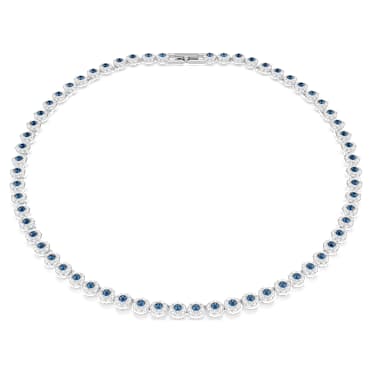 Una Angelic Tennis 項鏈, 圓形切割, 藍色, 鍍白金色 - Swarovski, 5733402