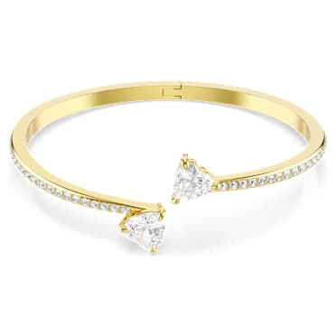 Mesmera Attract bangle, Heart, White, Gold-tone plated - Swarovski, 5733474