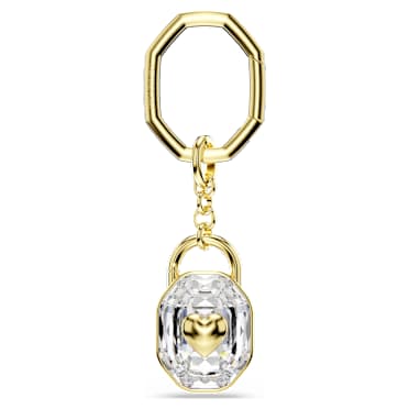Key ring, Oval cut, White, Gold-tone plated - Swarovski, 5733765