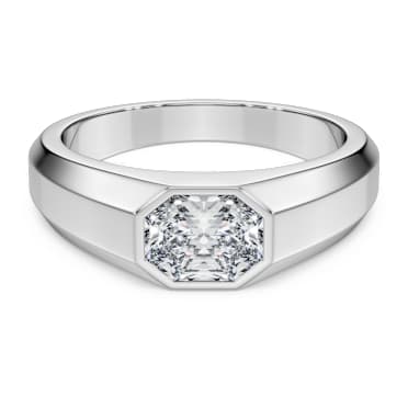 Anillo de banda Octagon, Diamantes creados en laboratorio (peso total de 1,0 quilates), Forma octagonal, Oro blanco de 14 quilates - Swarovski, 5733774