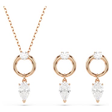 Conjunto Mesmera, Lapidação pera, Lapidação redonda, Branco, Acabamento em ouro rosa de 18 quilates - Swarovski, 5733808