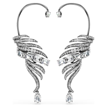 The Vienna Collection ear cuffs, Feather, White, Ruthenium plated - Swarovski, 5733809